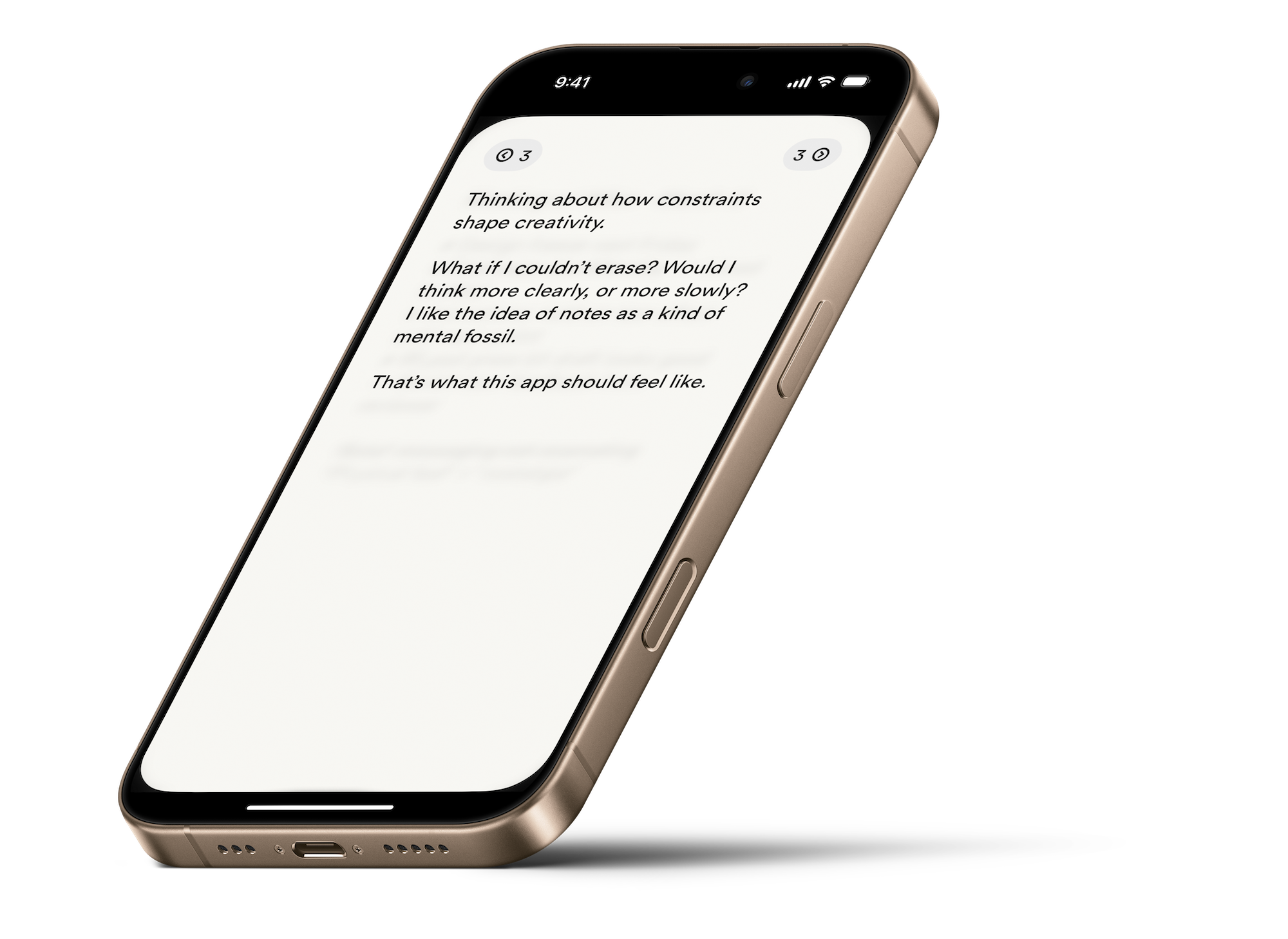 IRLpad app running on iPhone showing note-taking interface